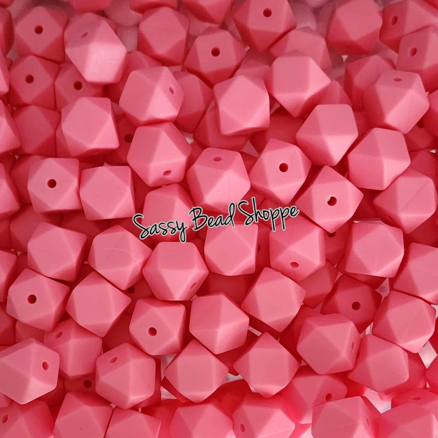 Dark Pink 14mm Hexagon Silicone Beads - Sassy Bead Shoppe