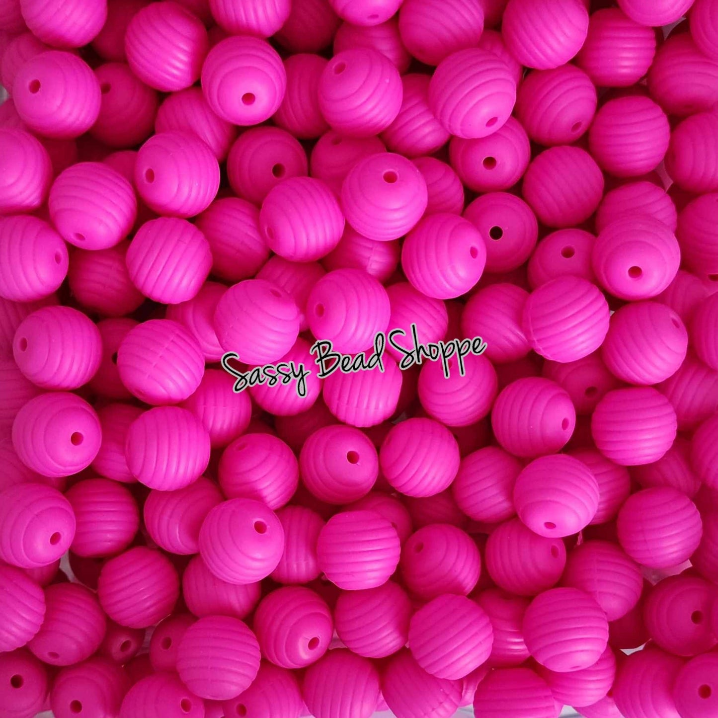 15mm Fuchsia Stripe Silicone Beads - Sassy Bead Shoppe