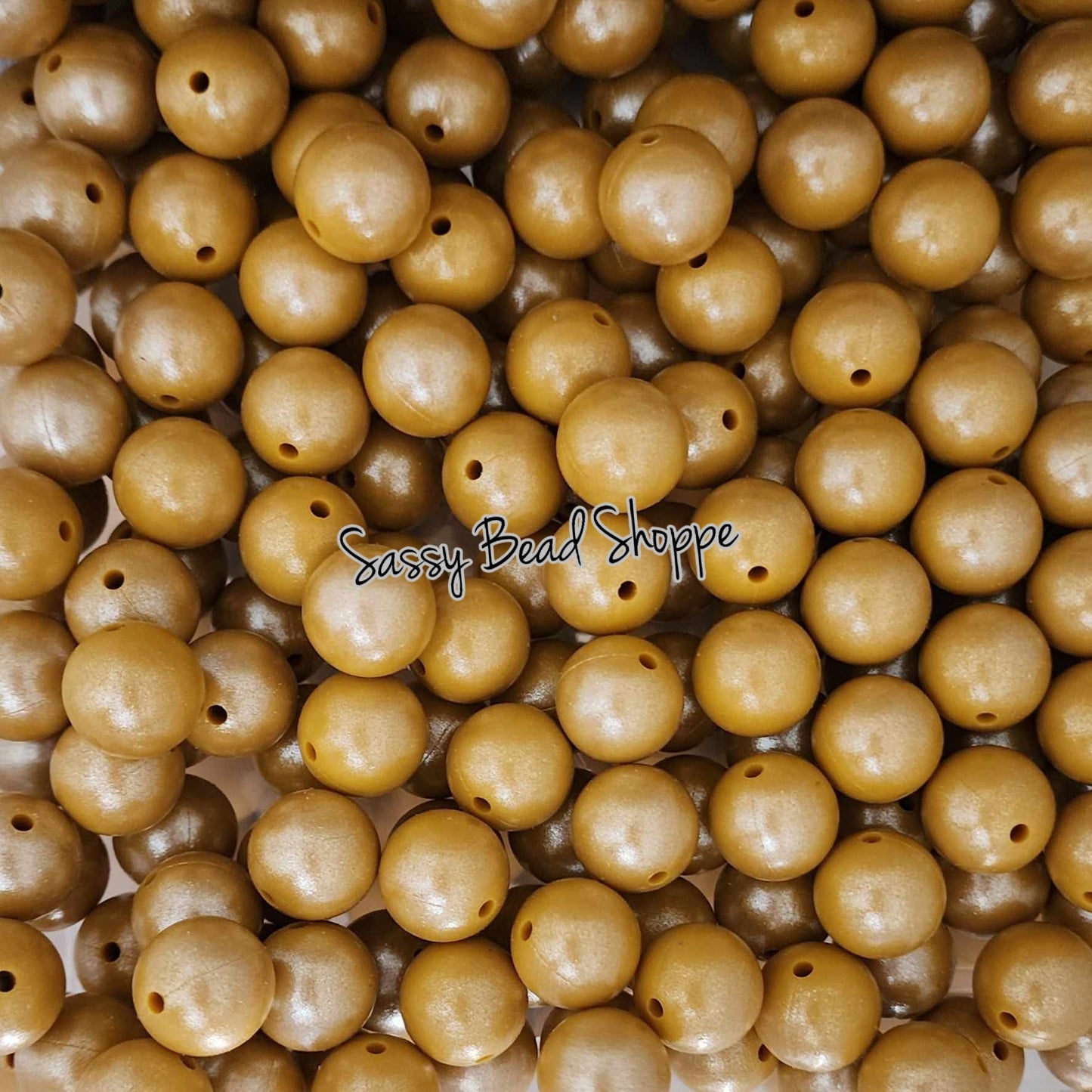 15mm Mustard Yellow Shimmer Silicone Beads - Sassy Bead Shoppe