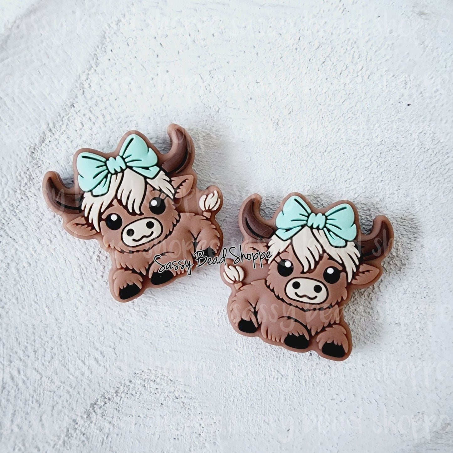 Highland Cow Mint Baby Silicone Beads - Sassy Bead Shoppe