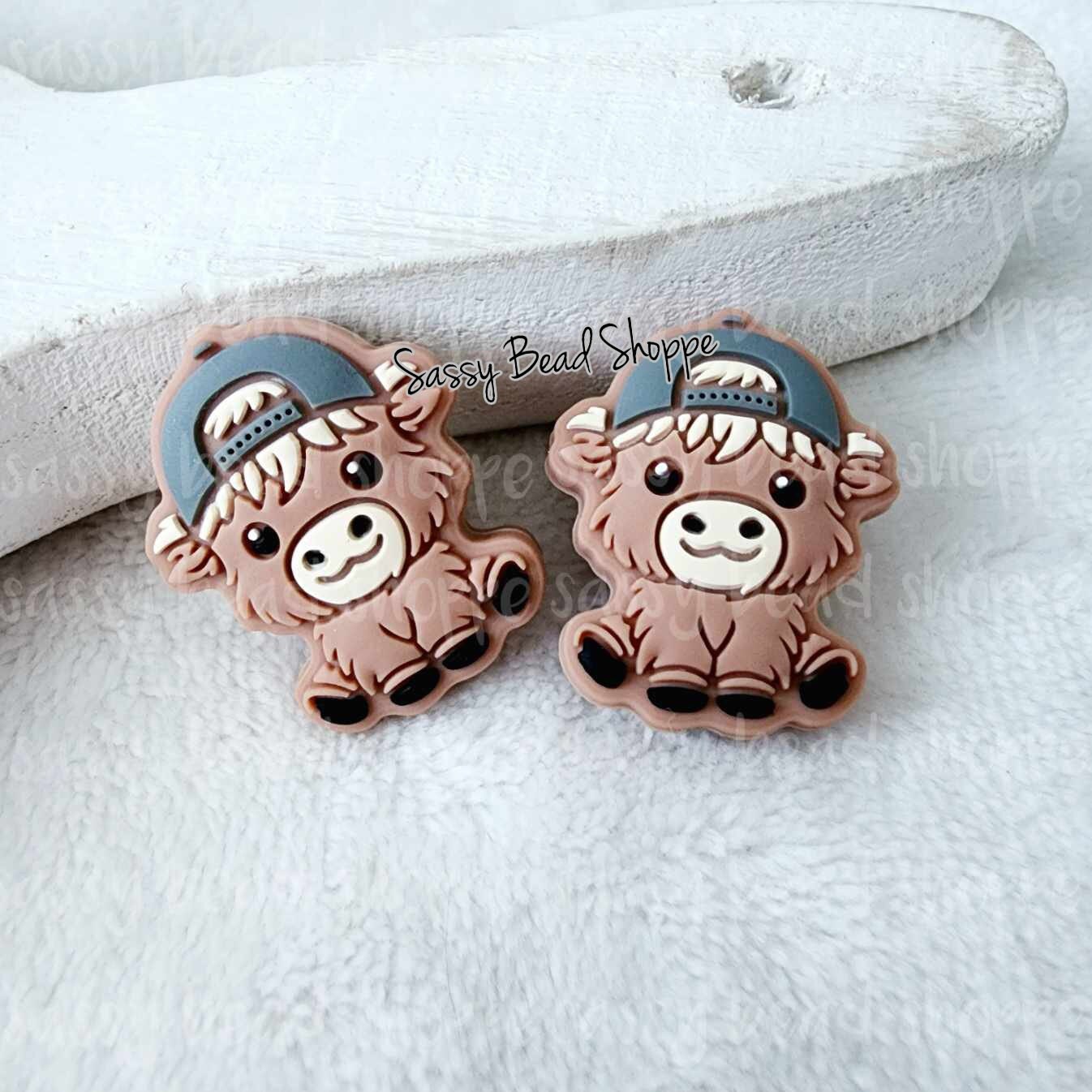 Highland Cow Gray Baby Silicone Beads - Sassy Bead Shoppe