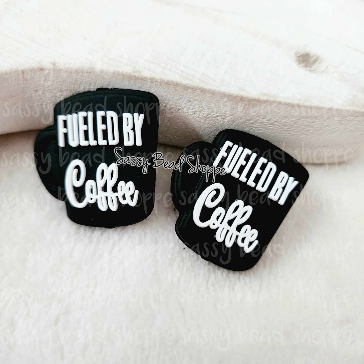 Fueled By Coffee White Focal Beads - Sassy Bead Shoppe