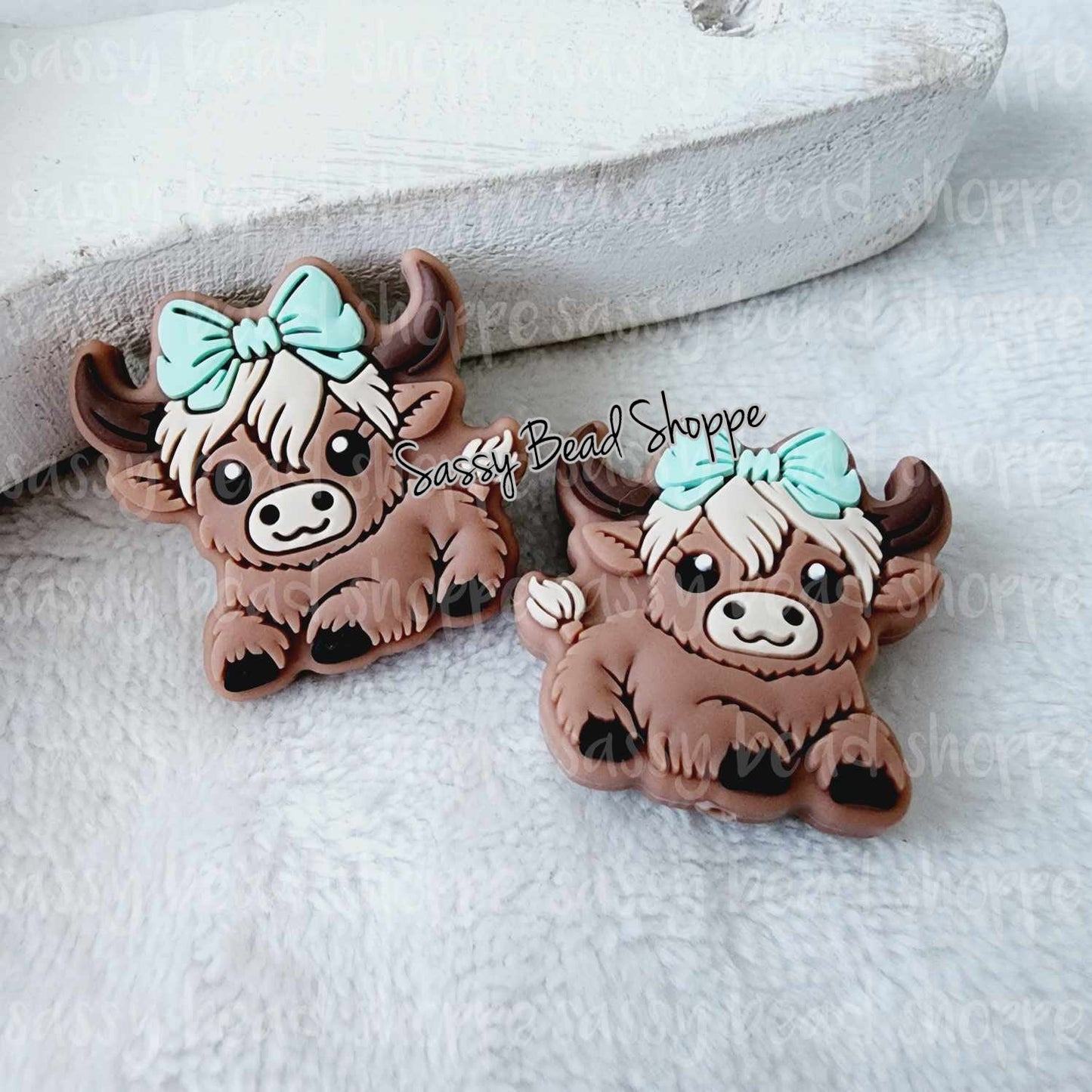 Highland Cow Mint Baby Silicone Beads - Sassy Bead Shoppe