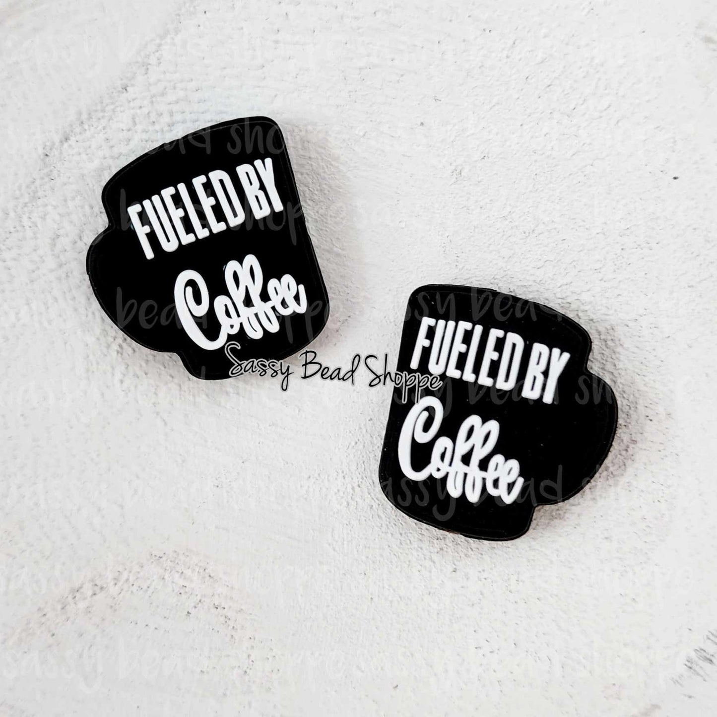 Fueled By Coffee White Focal Beads - Sassy Bead Shoppe