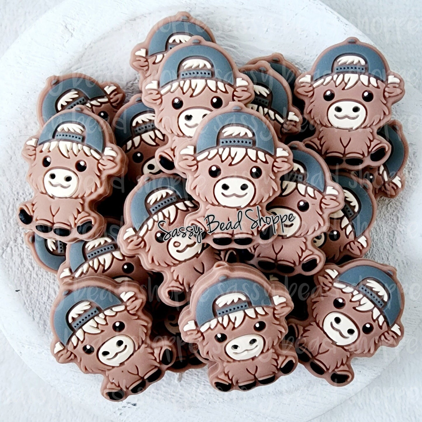 Highland Cow Gray Baby Silicone Beads - Sassy Bead Shoppe