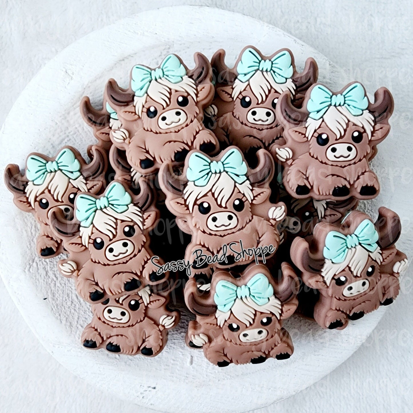 Highland Cow Mint Baby Silicone Beads - Sassy Bead Shoppe
