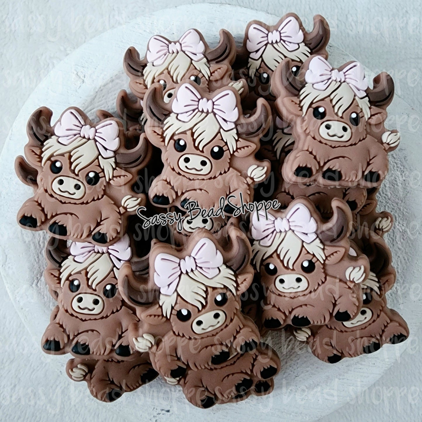 Highland Cow Pink Baby Silicone Beads - Sassy Bead Shoppe