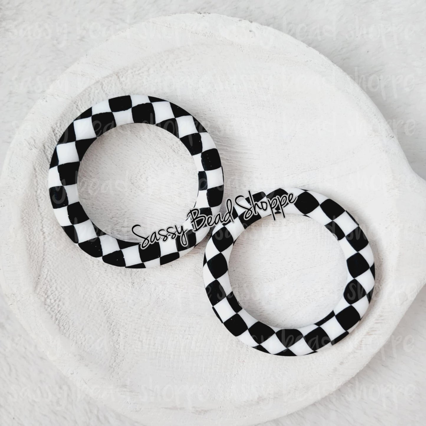 65mm Checkered Print Silicone Ring - Sassy Bead Shoppe