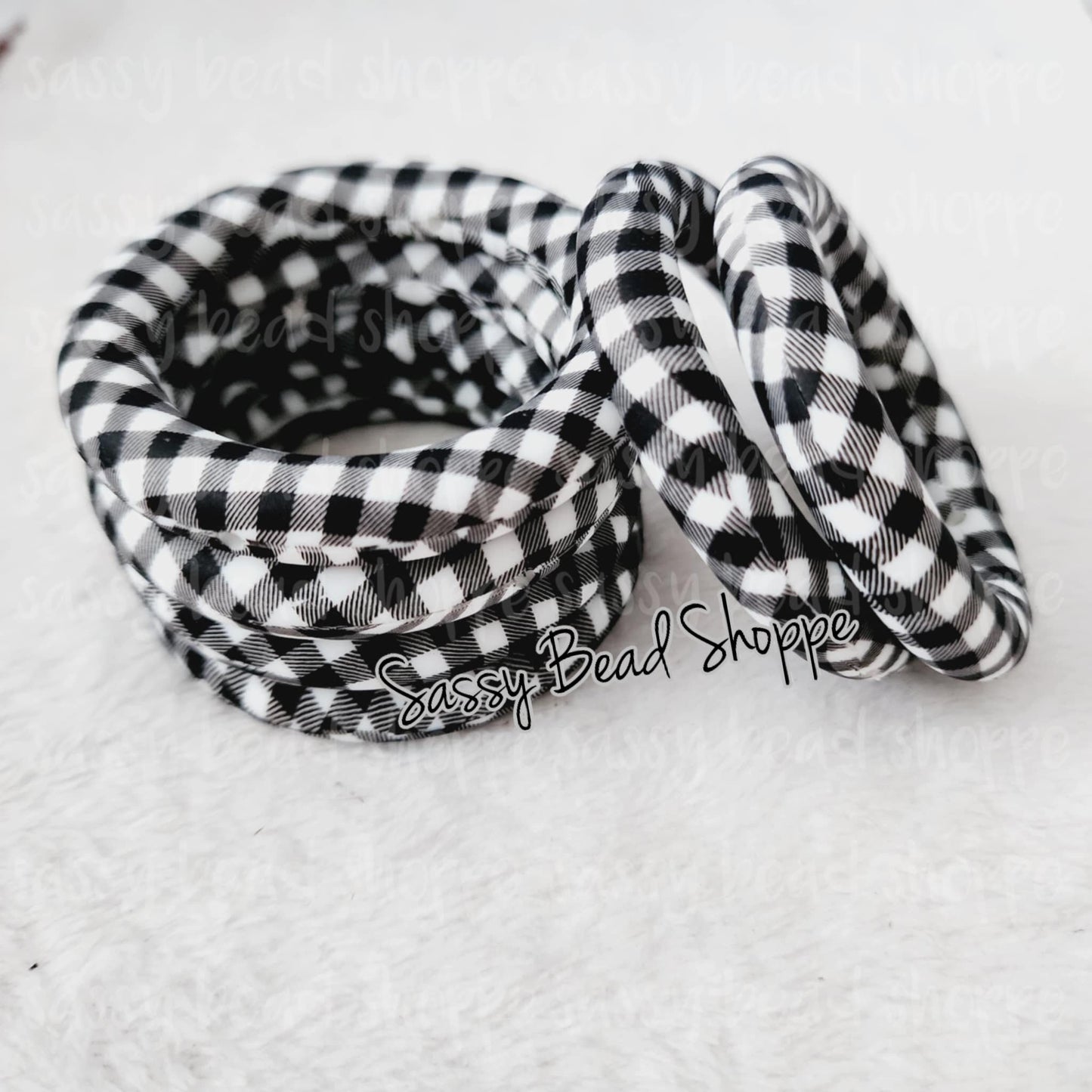 65mm Plaid Print Silicone Ring - Sassy Bead Shoppe
