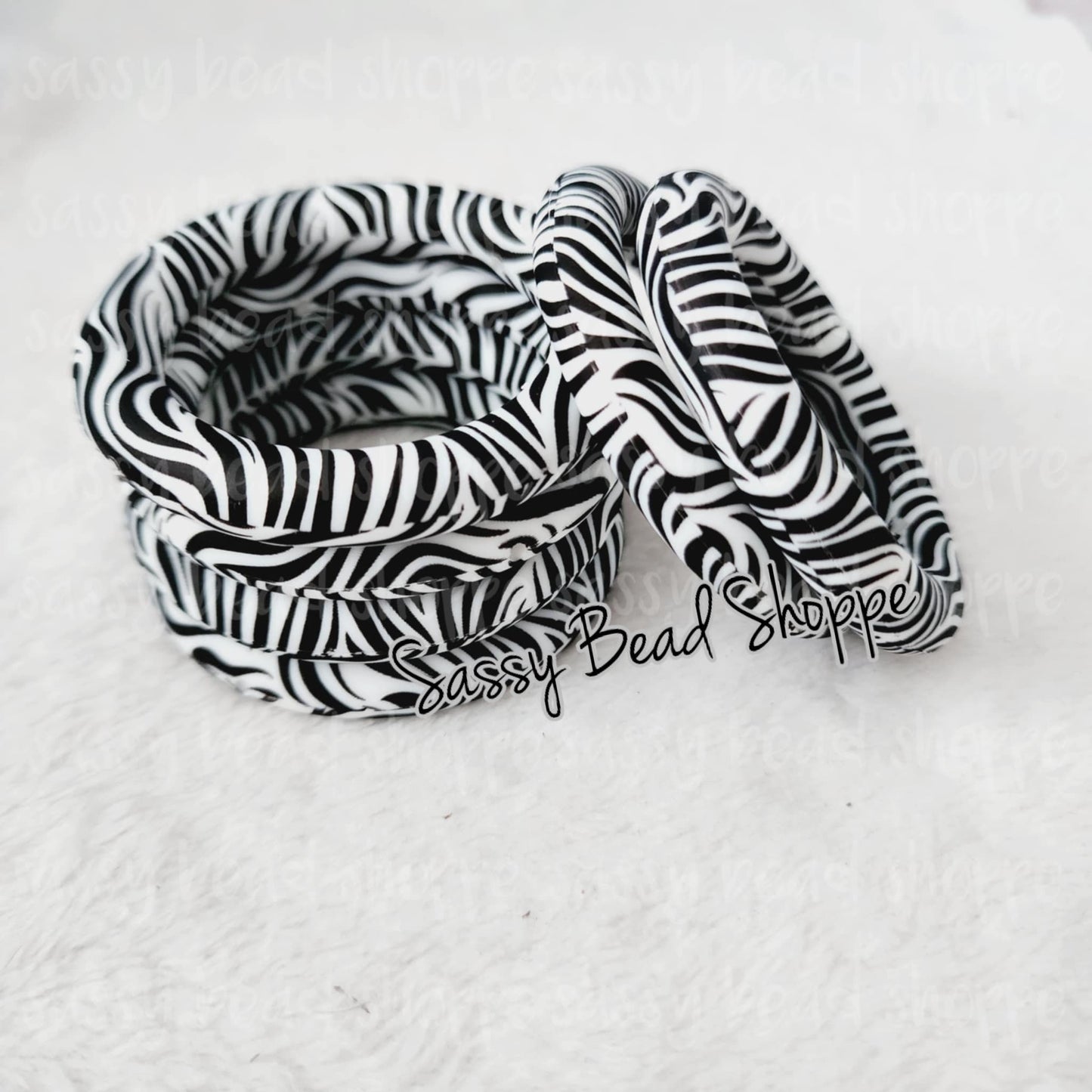 65mm Zebra Print Silicone Ring - Sassy Bead Shoppe