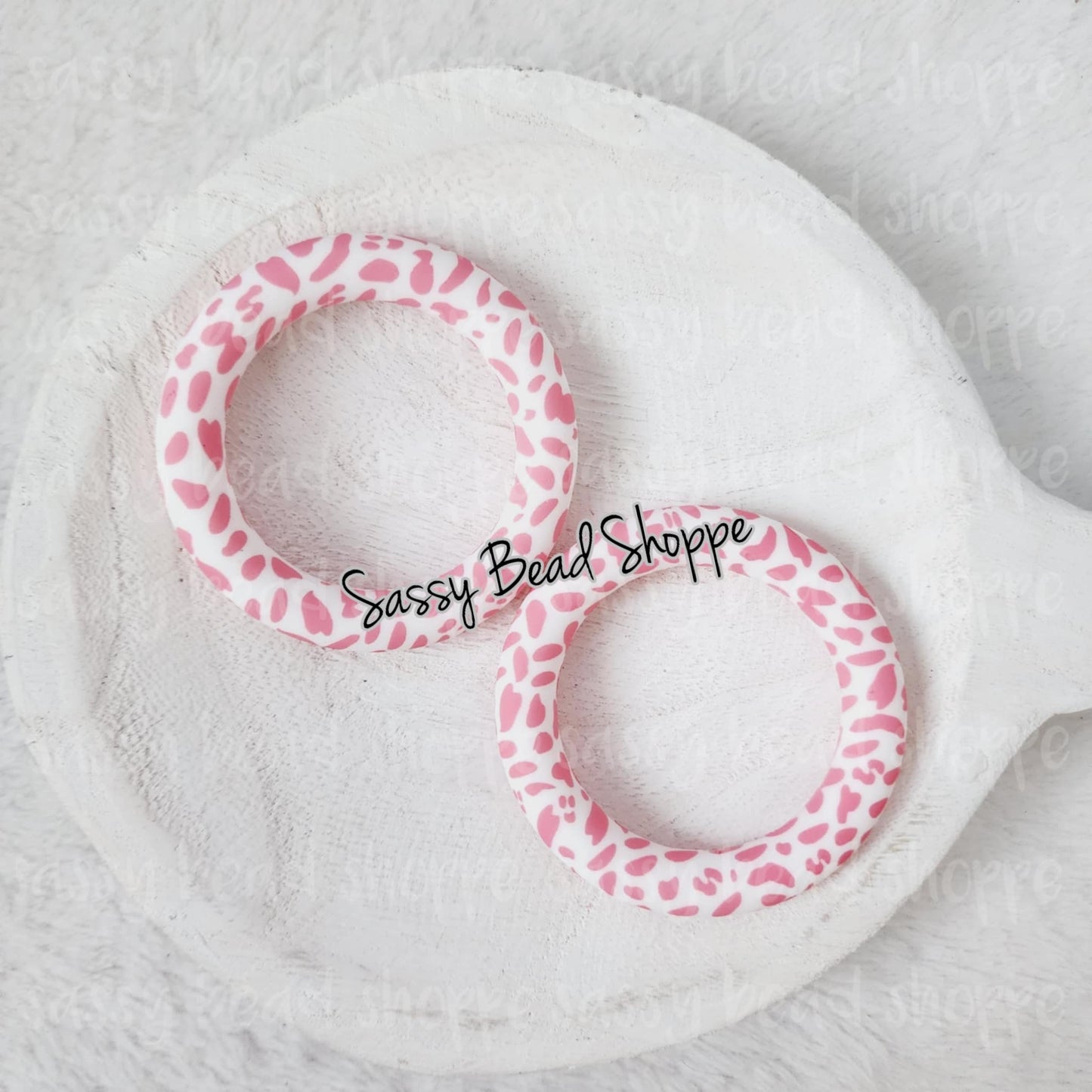 65mm Pink Cow Print Silicone Ring - Sassy Bead Shoppe