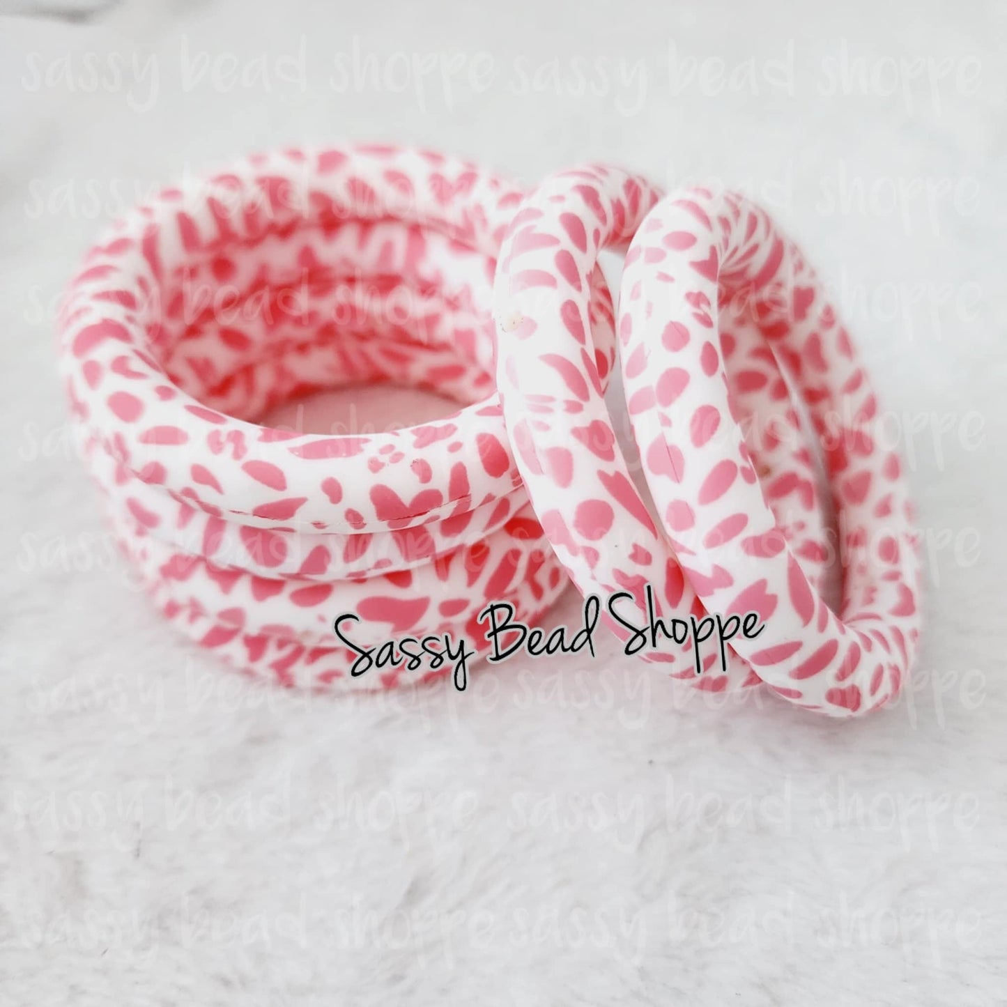65mm Pink Cow Print Silicone Ring - Sassy Bead Shoppe