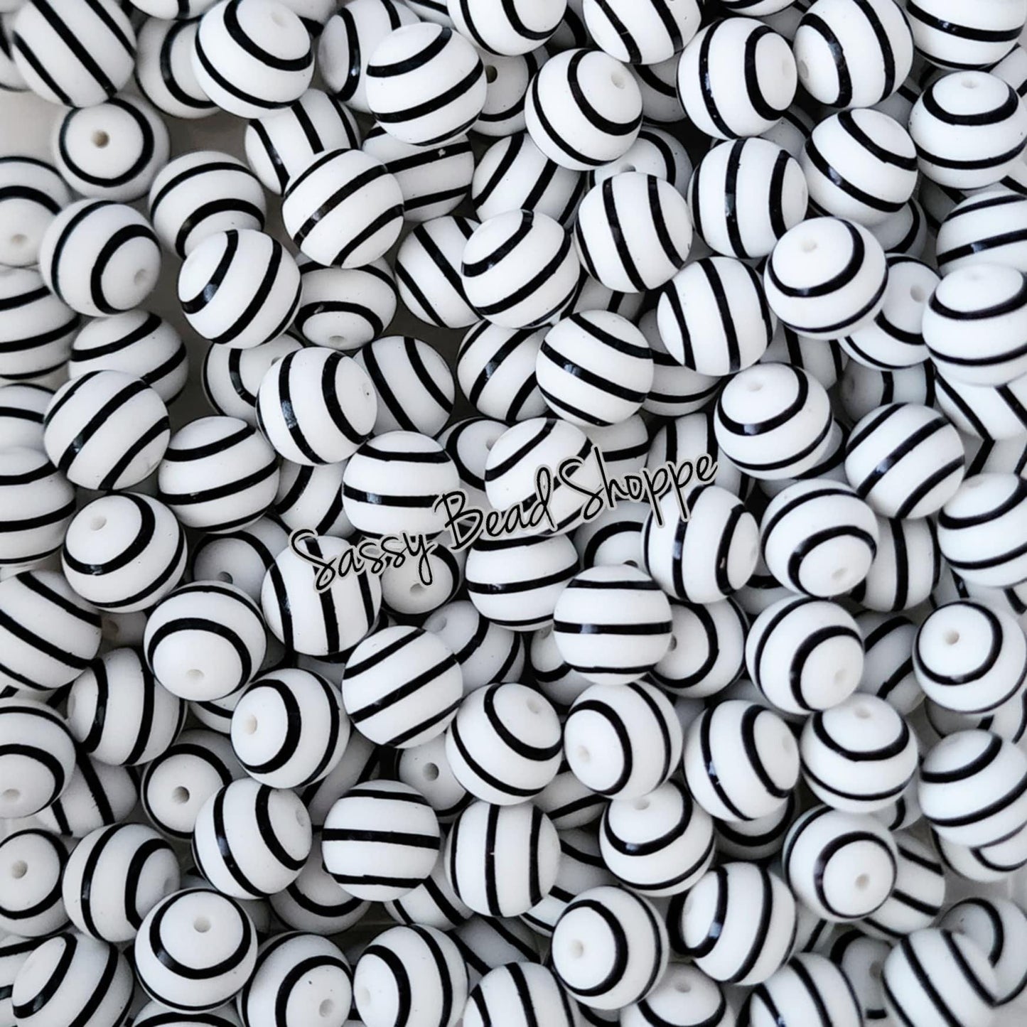 15mm Black Stripe Silicone Beads - Sassy Bead Shoppe