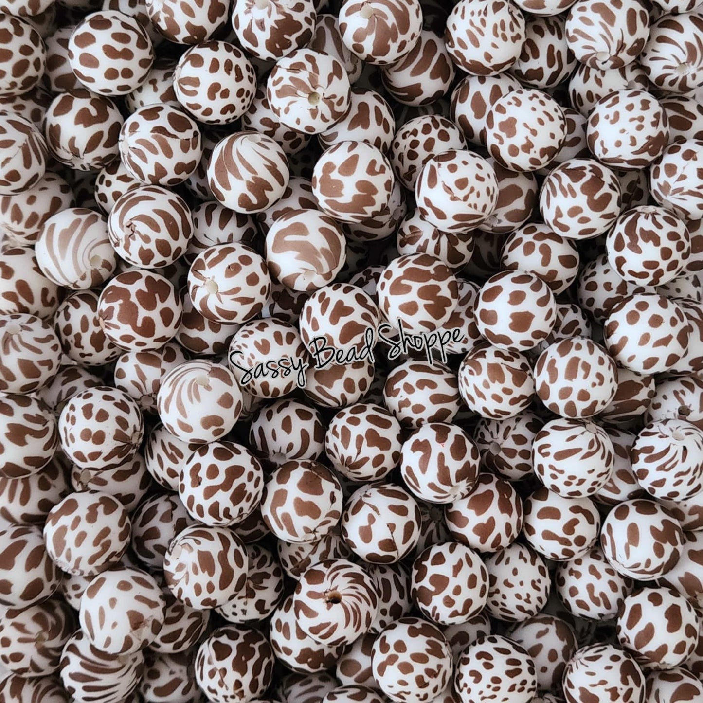 15mm Brown Cow Silicone Beads - Sassy Bead Shoppe