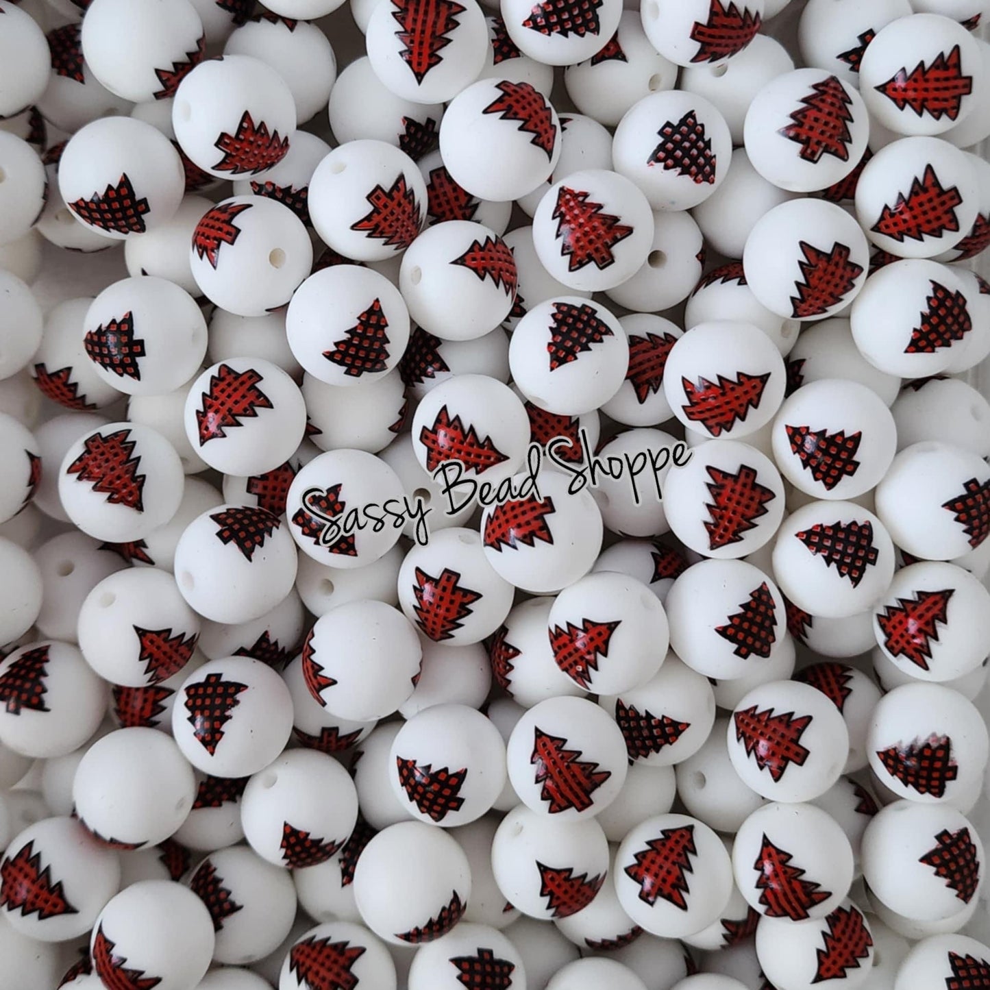 15mm Plaid Tree Silicone Beads - Sassy Bead Shoppe