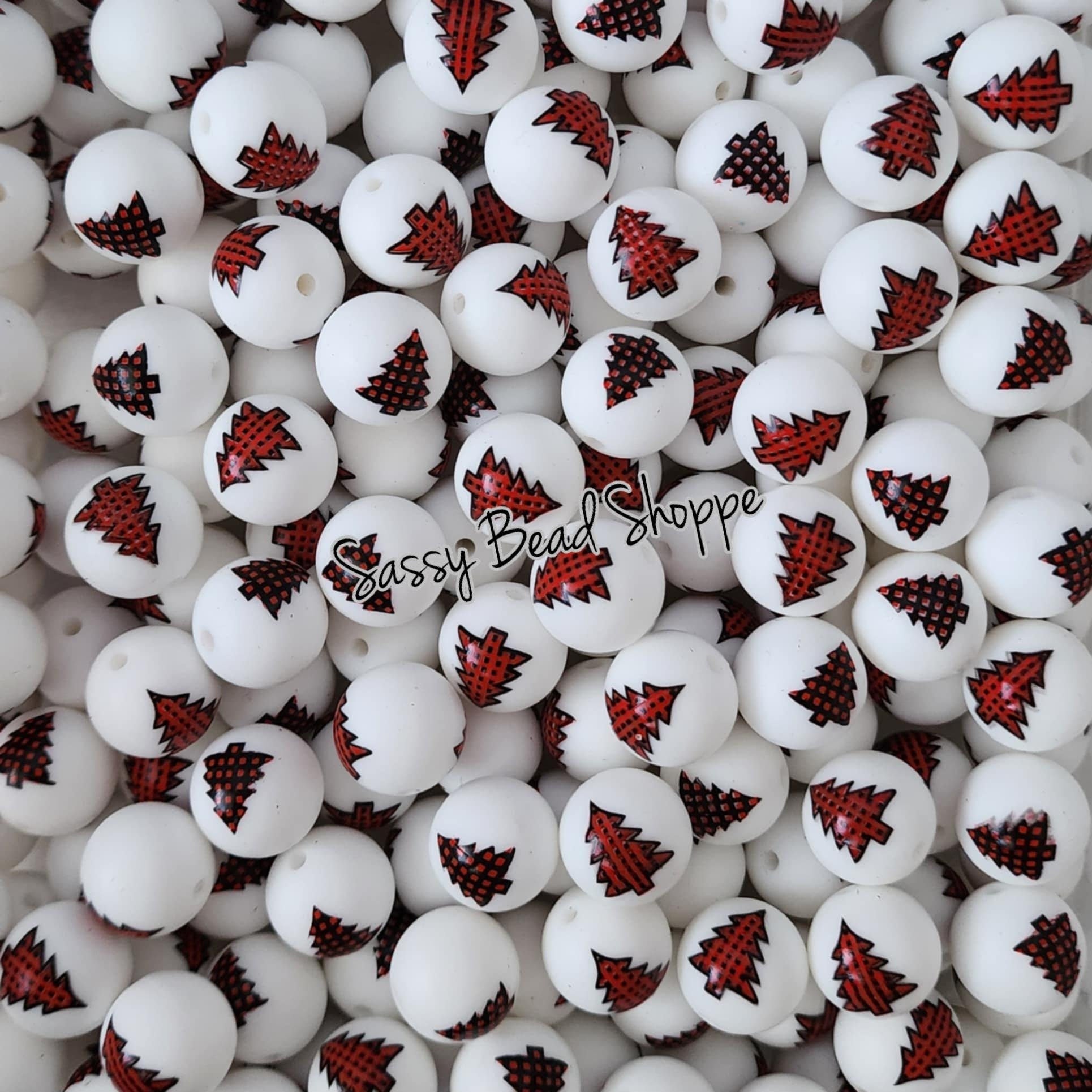 15mm Plaid Tree Silicone Beads - Sassy Bead Shoppe