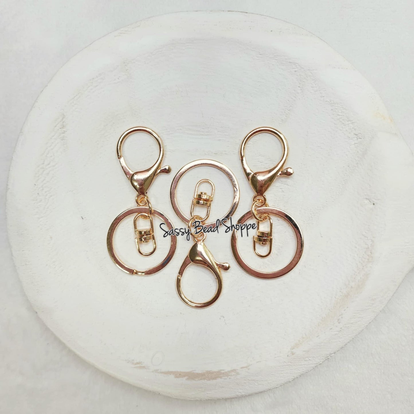 Light Gold Swivel Keychain with Lobster Clasp (Large) - Sassy Bead Shoppe
