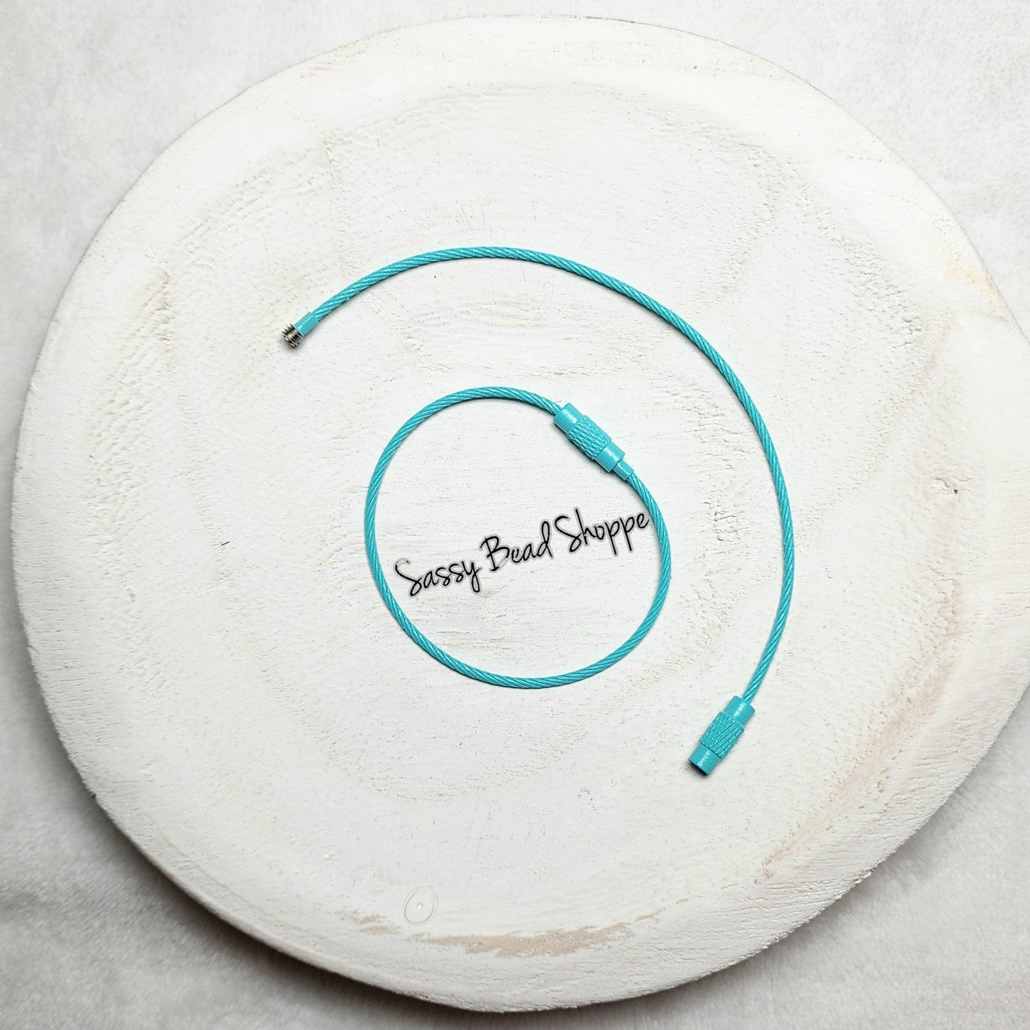 Blue Beverage Cup Charm Ring for Silicone Beads, Stainless Steel Cable Keyrings, Wire Cable Keychain, Bogg Bag, Colored Metal Loop