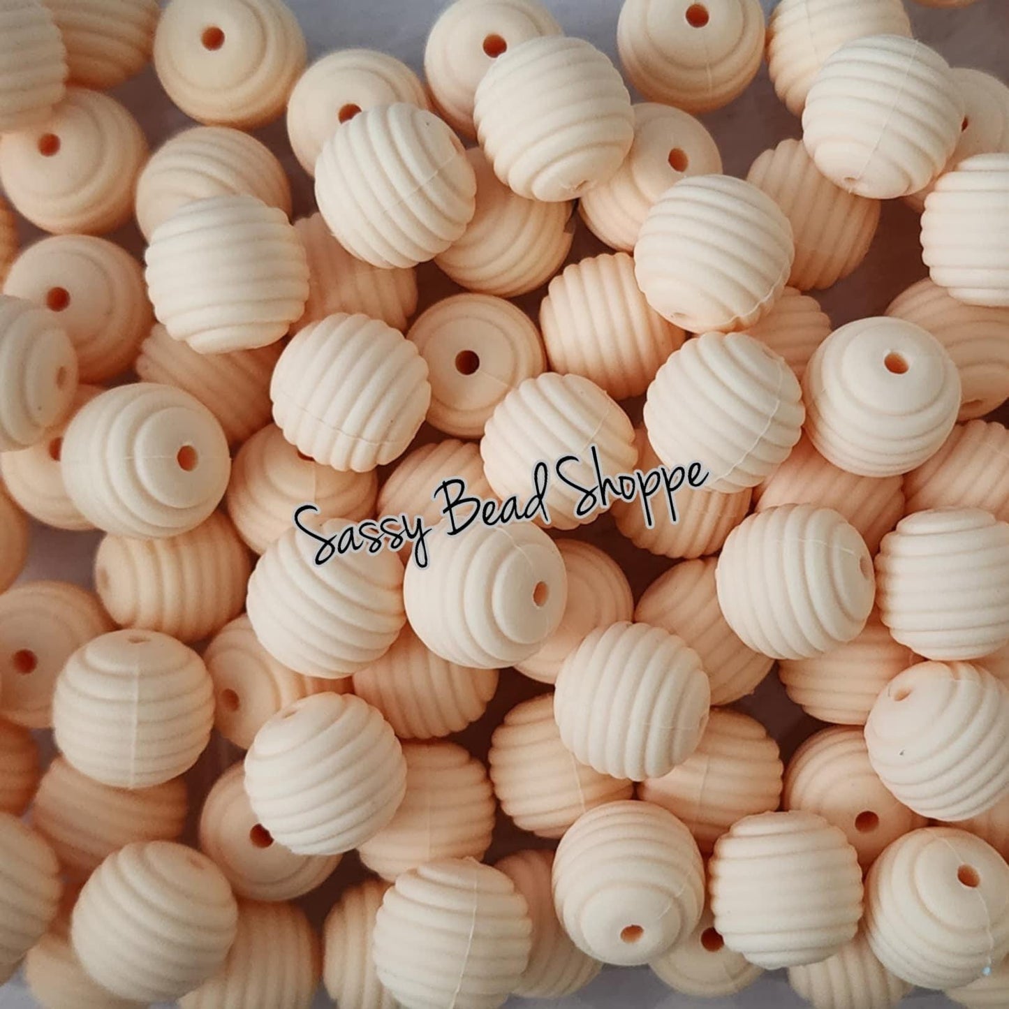 15mm Vanilla Stripe Silicone Beads - Sassy Bead Shoppe