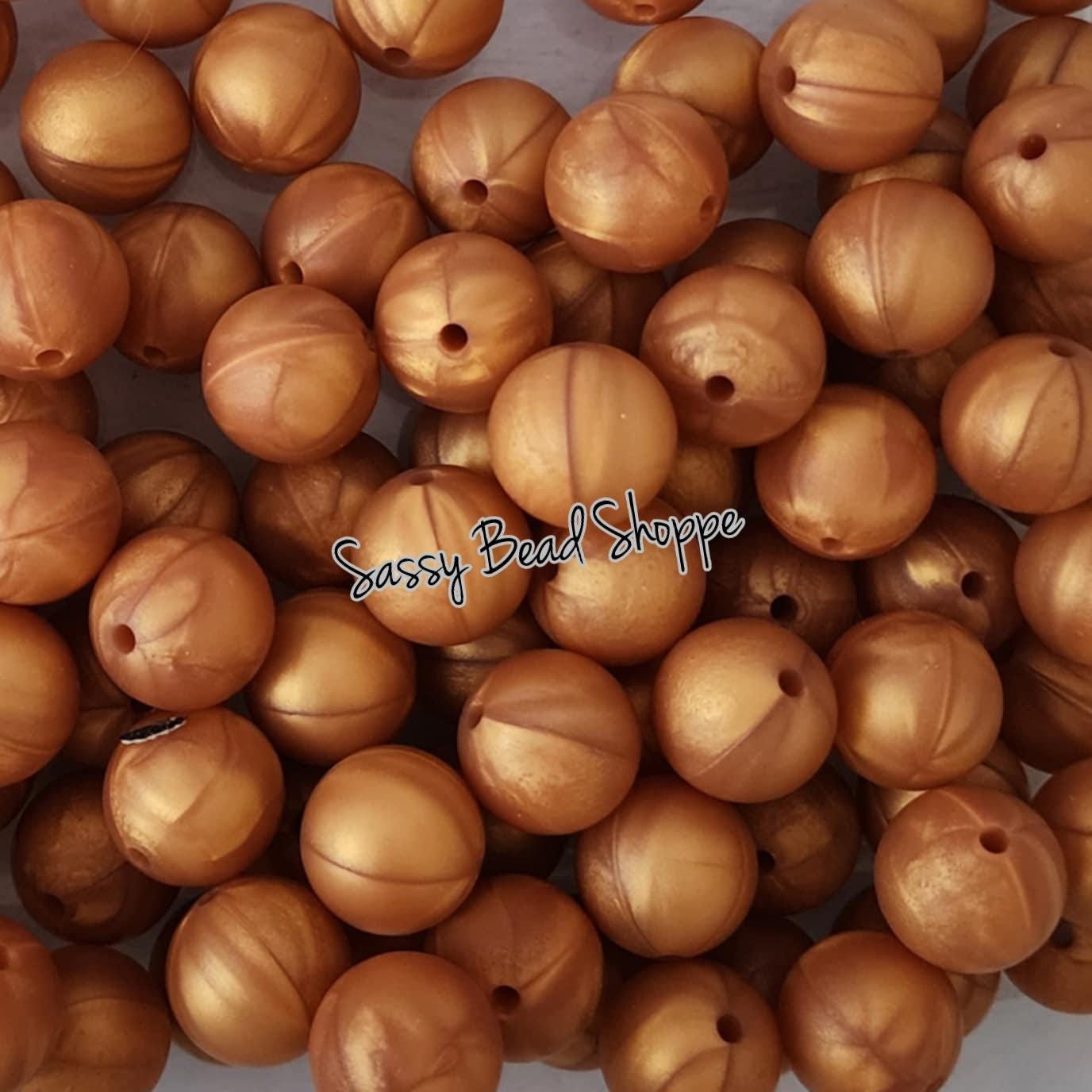 15mm Dark Gold Pearl Silicone Beads - Sassy Bead Shoppe