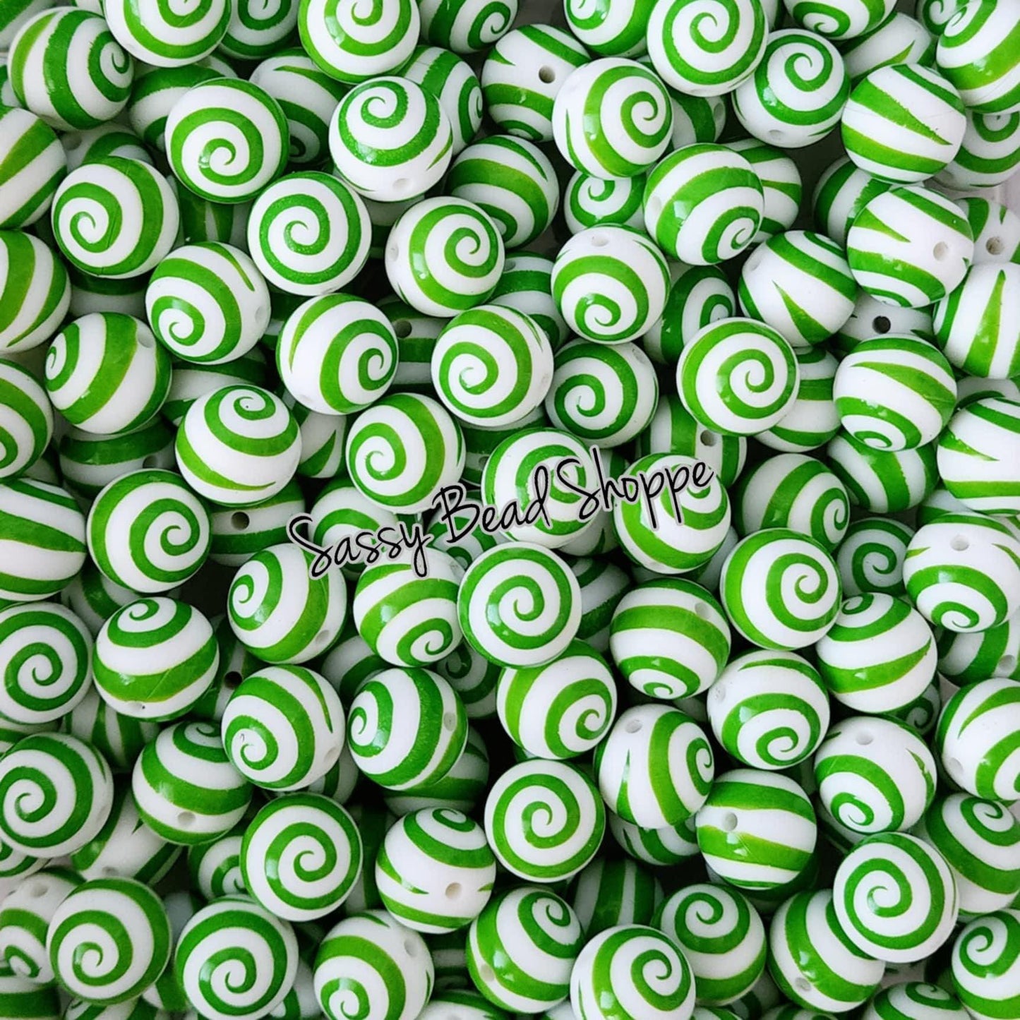 15mm Green Swirl Silicone Beads - Sassy Bead Shoppe