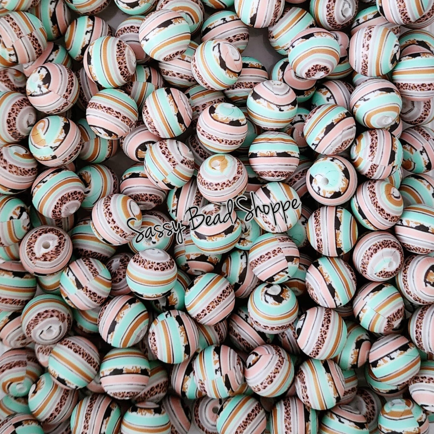 15mm Leopard Serape Silicone Beads - Sassy Bead Shoppe