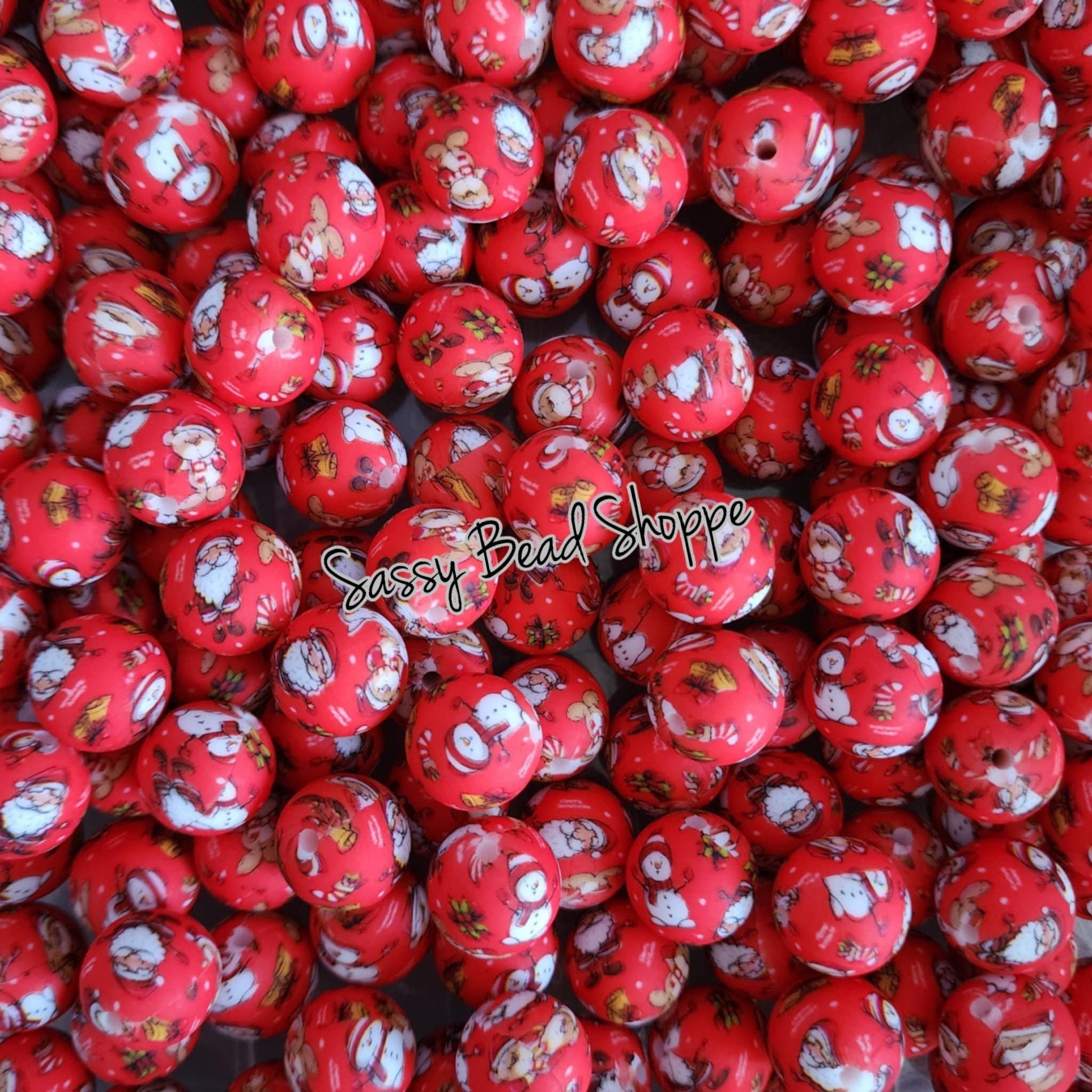 15mm Red Christmas Silicone Beads - Sassy Bead Shoppe