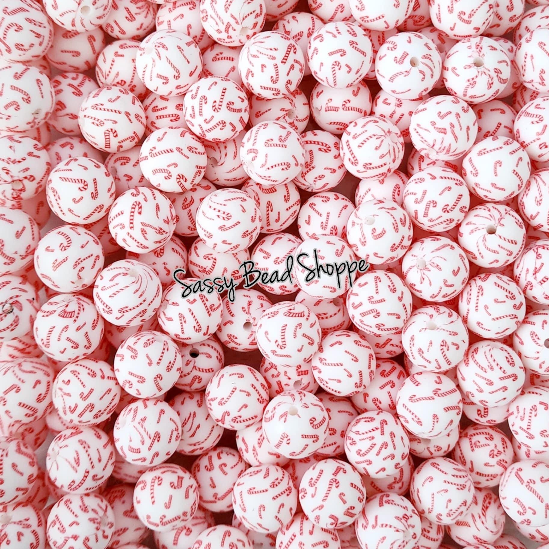 15mm Candy Cane Silicone Beads - Sassy Bead Shoppe