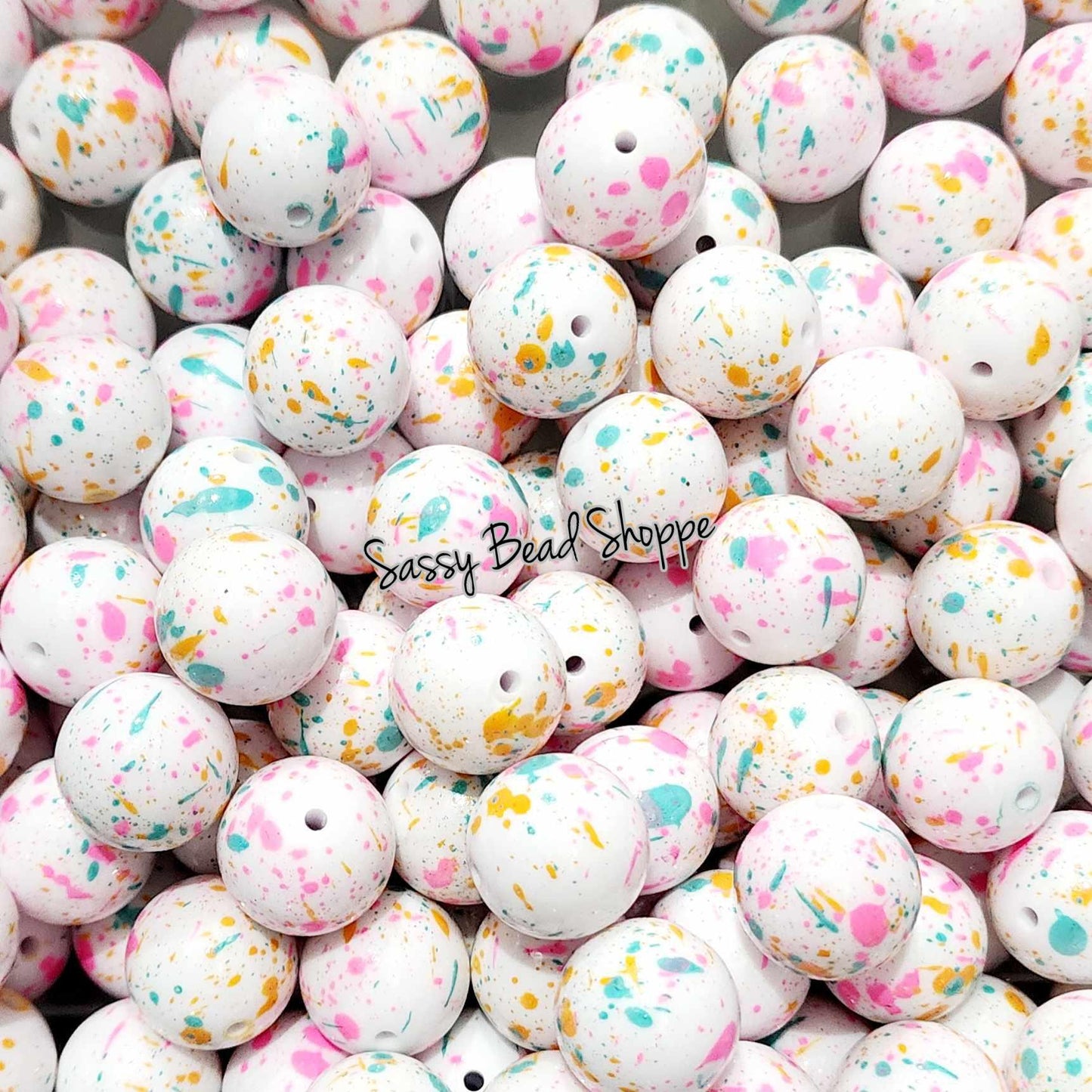 20MM Pastel Splatter Beads - Sassy Bead Shoppe