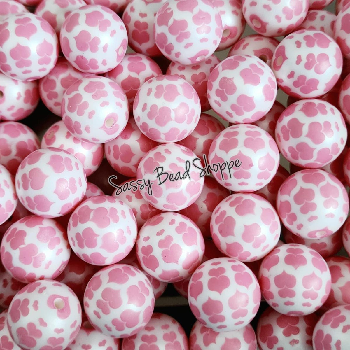 20MM Pink Bubble Hearts Beads