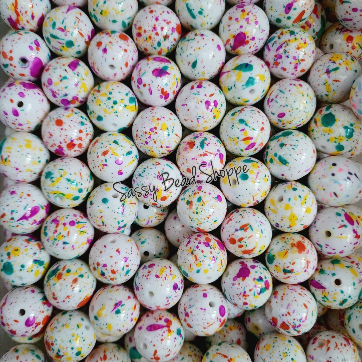 20MM Bright Splatter Beads - Sassy Bead Shoppe