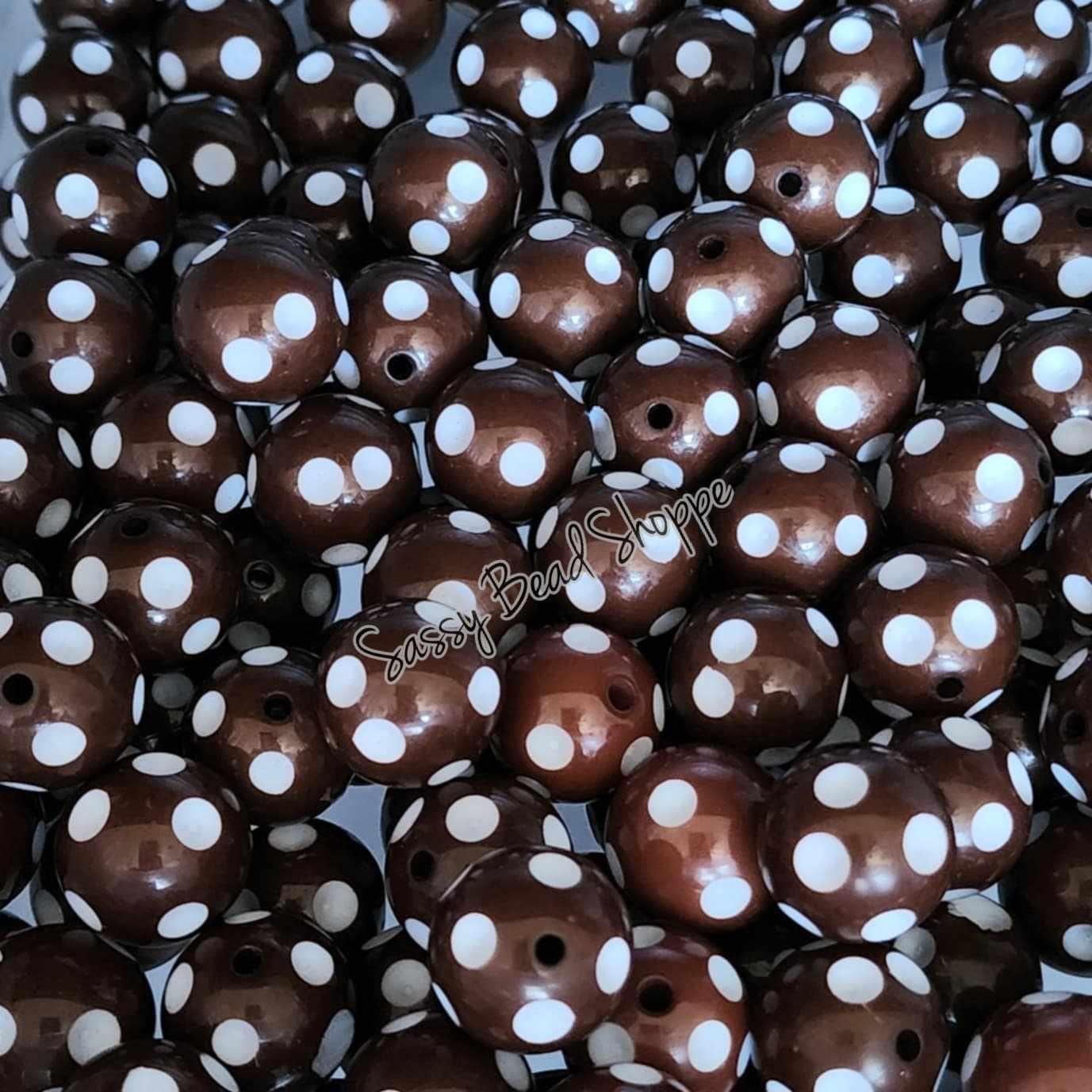 20MM Brown Polka Dot Beads - Sassy Bead Shoppe