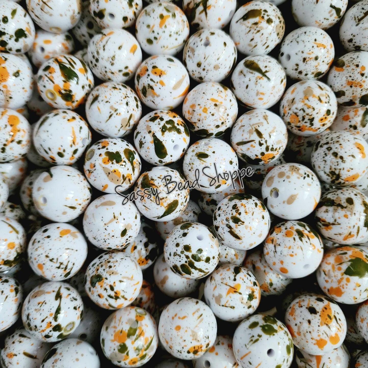 20MM Fall Splatter Beads - Sassy Bead Shoppe