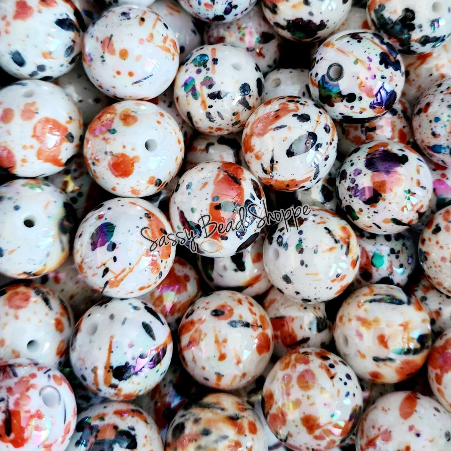 20MM Halloween AB Splatter Beads - Sassy Bead Shoppe