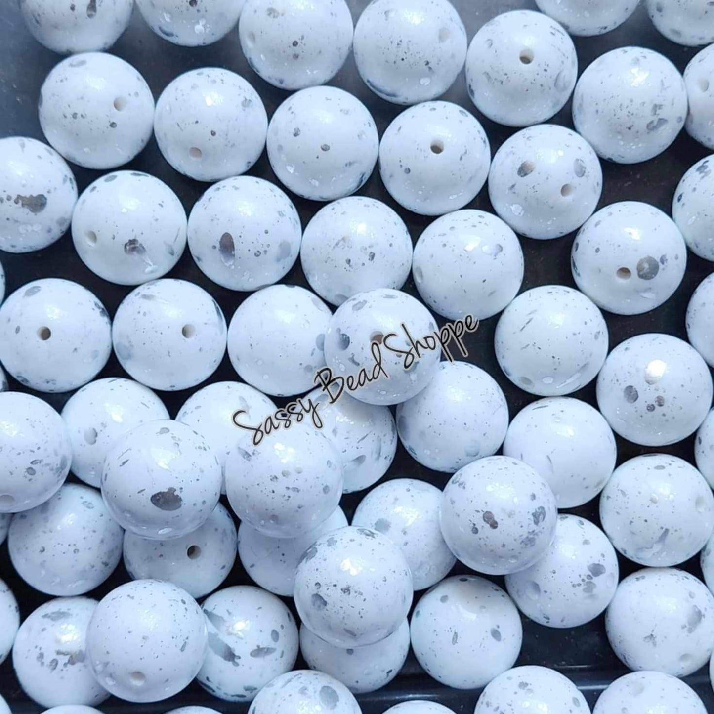 20MM Silver Splatter Beads - Sassy Bead Shoppe