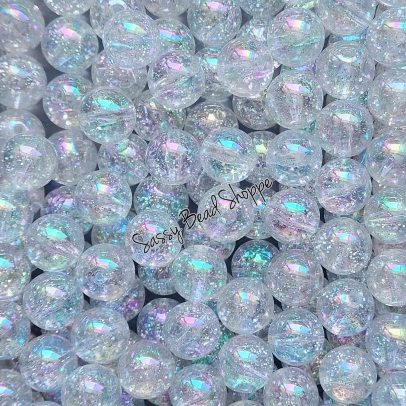 20MM Clear Glitter Beads - Sassy Bead Shoppe