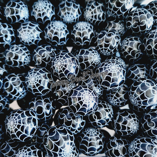 20MM Black Spider Web Beads