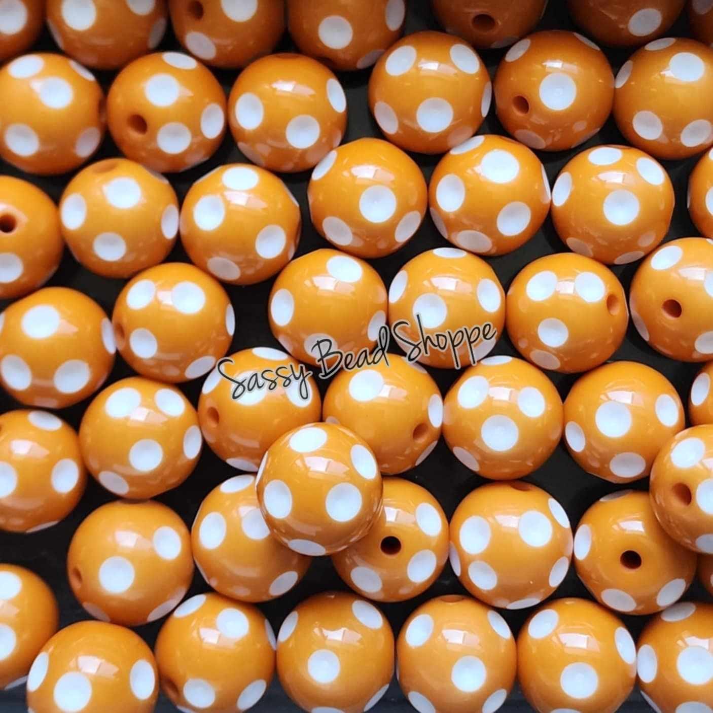 20MM Dark Mustard Polka Dot Beads