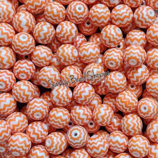 20MM Orange Chevron Beads - Sassy Bead Shoppe