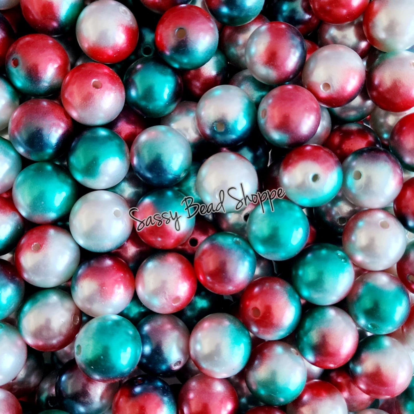 20MM Christmas Swirl Beads - Sassy Bead Shoppe
