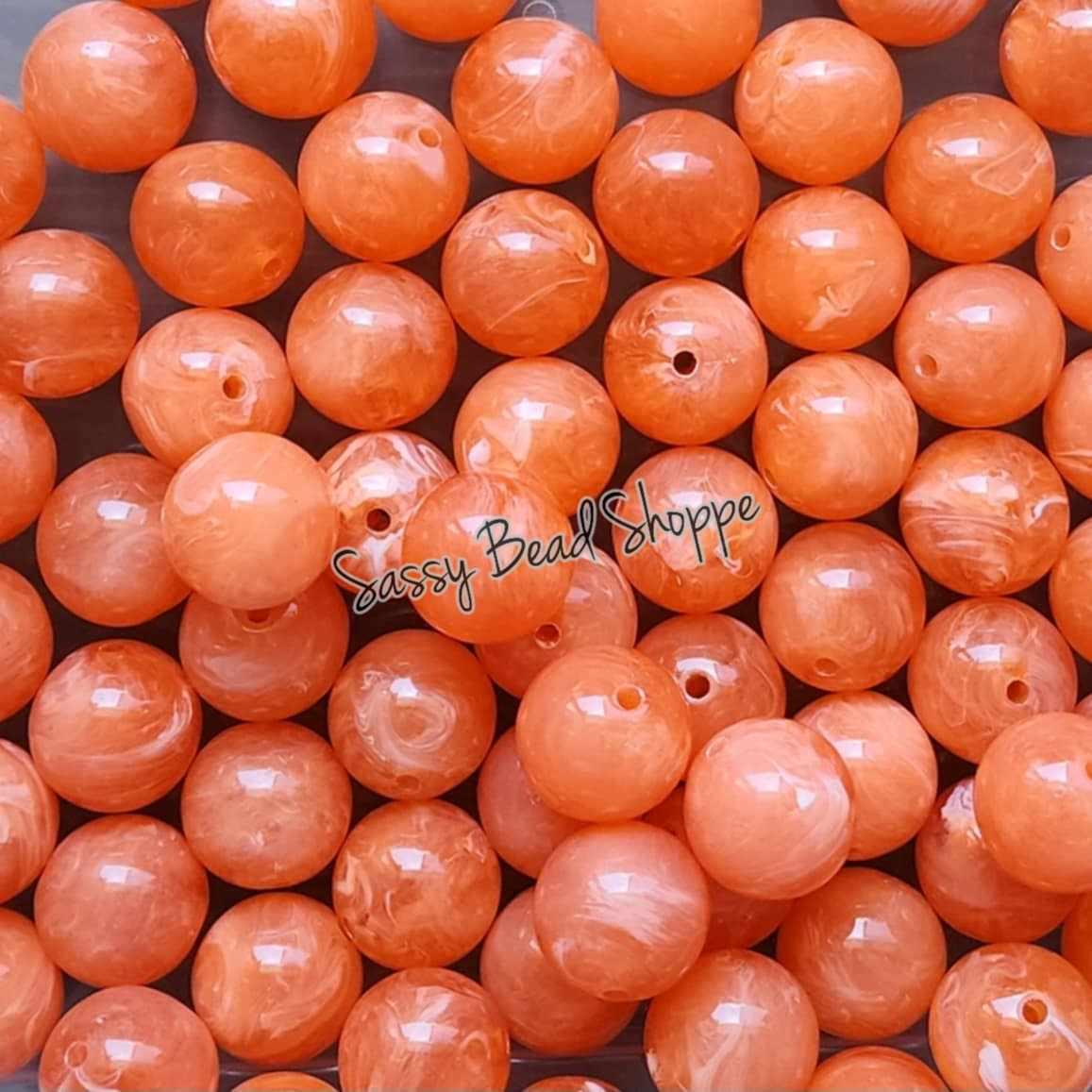 20MM Orange Marble Beads