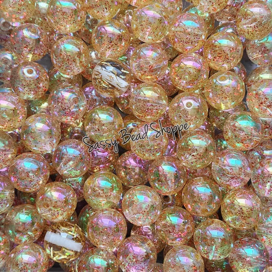 20MM Orange Glitter Beads - Sassy Bead Shoppe