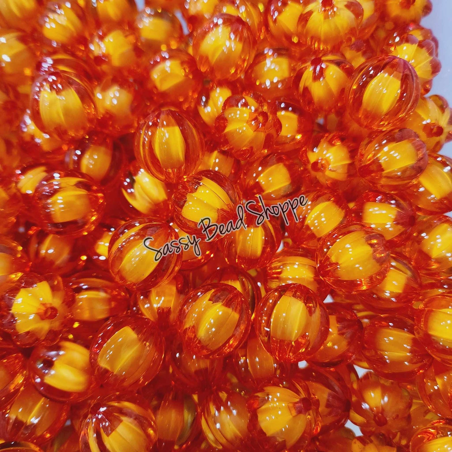 20MM Orange Pumpkin Beads - Sassy Bead Shoppe