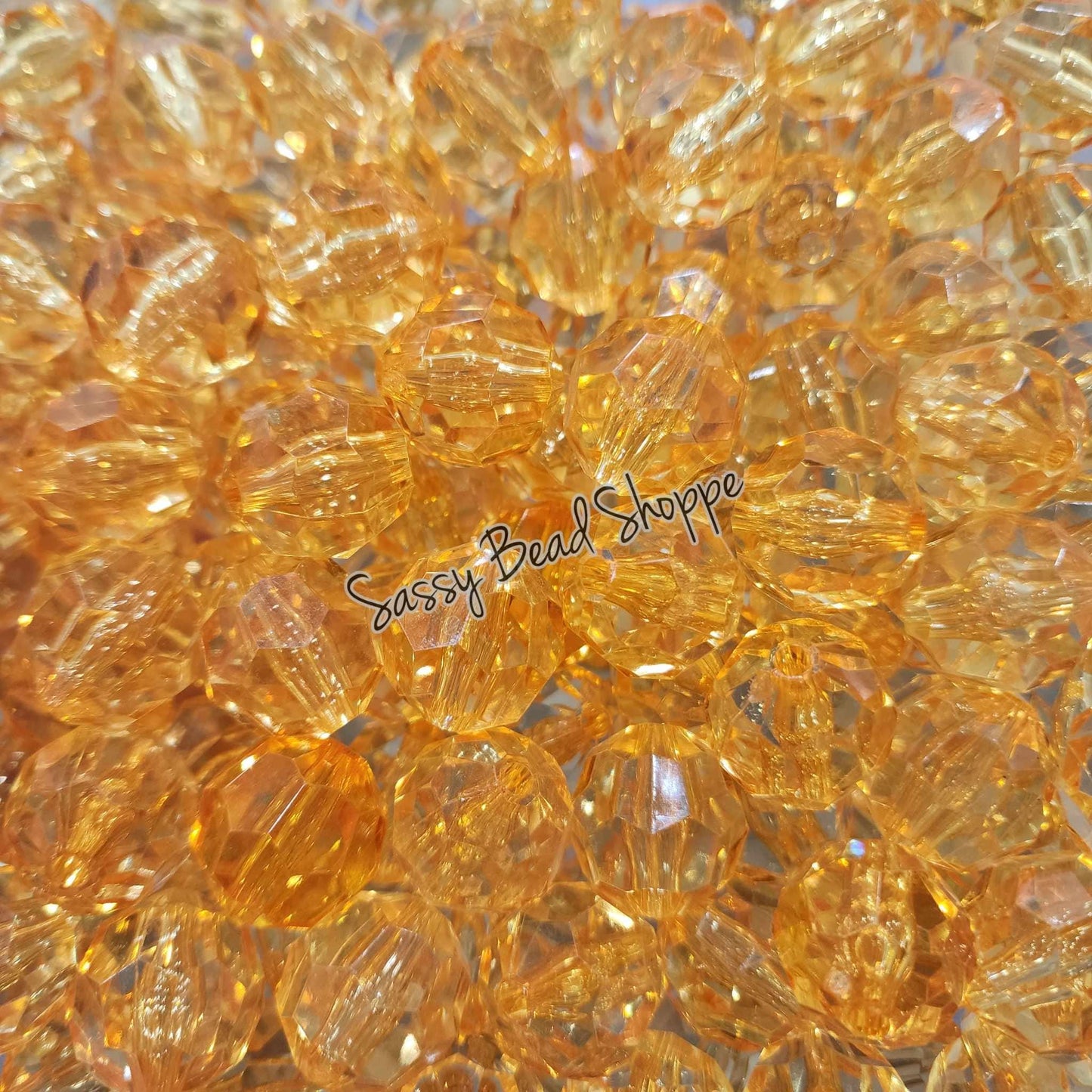 20MM Orange Fauceted Beads