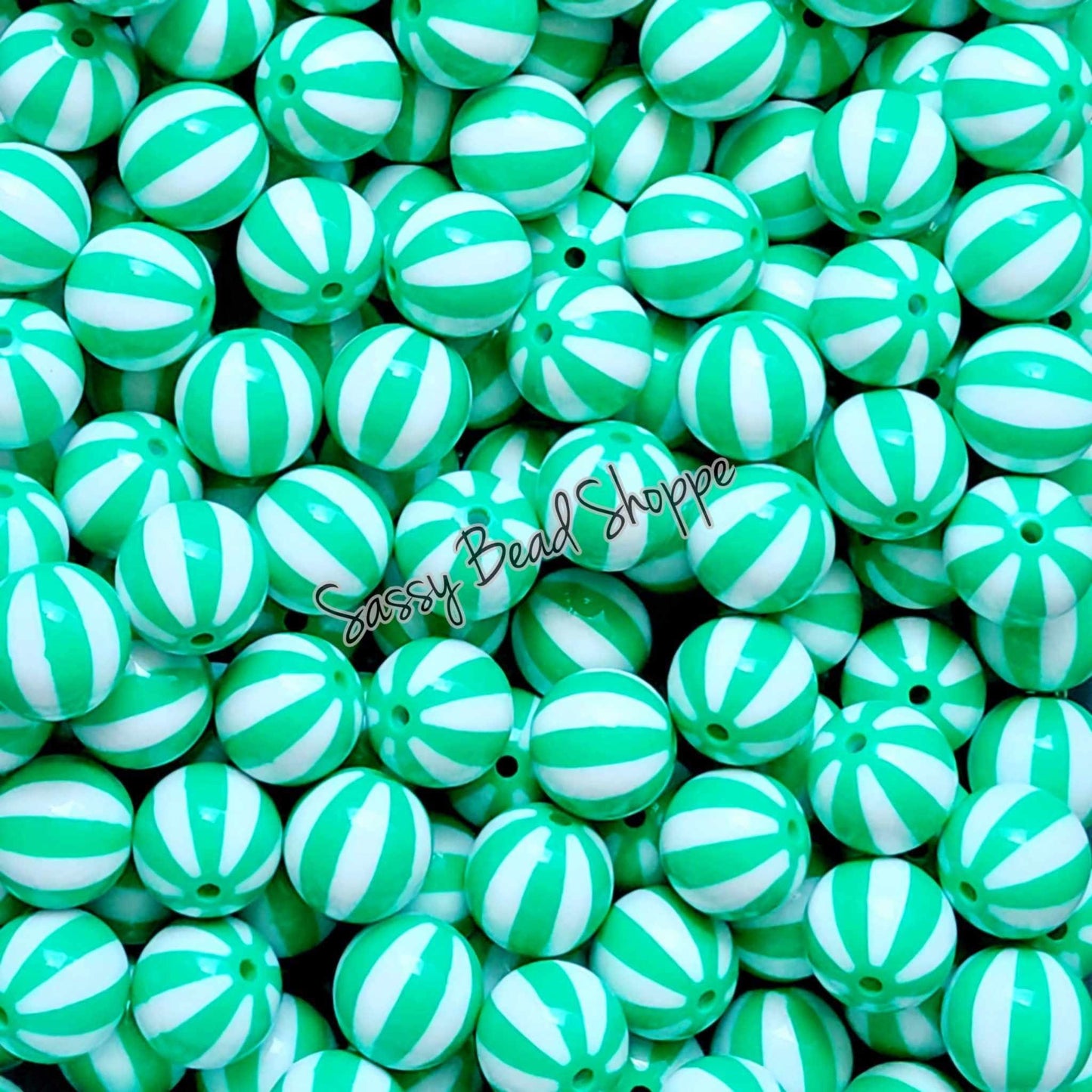 20MM Green Beachball Beads - Sassy Bead Shoppe