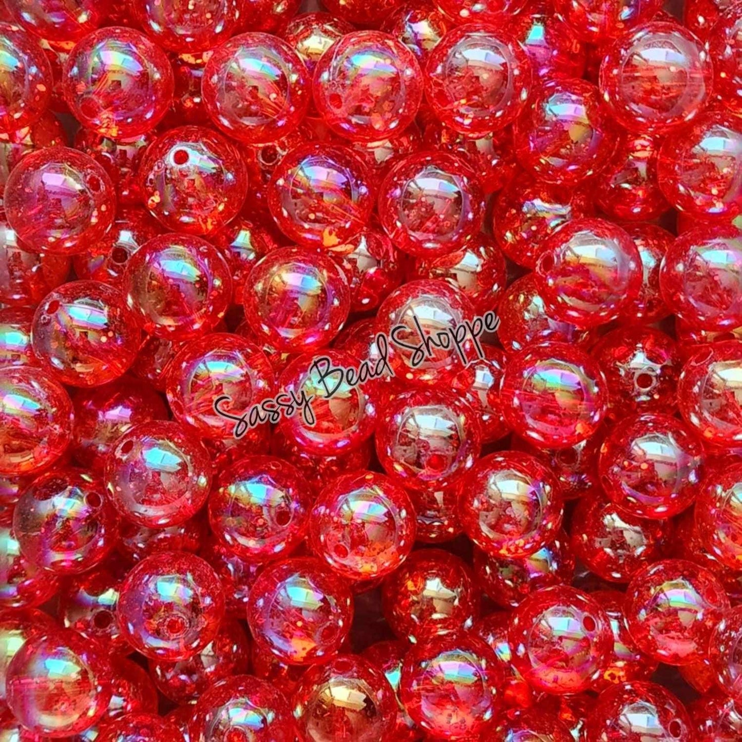20MM Red Glitter Beads - Sassy Bead Shoppe