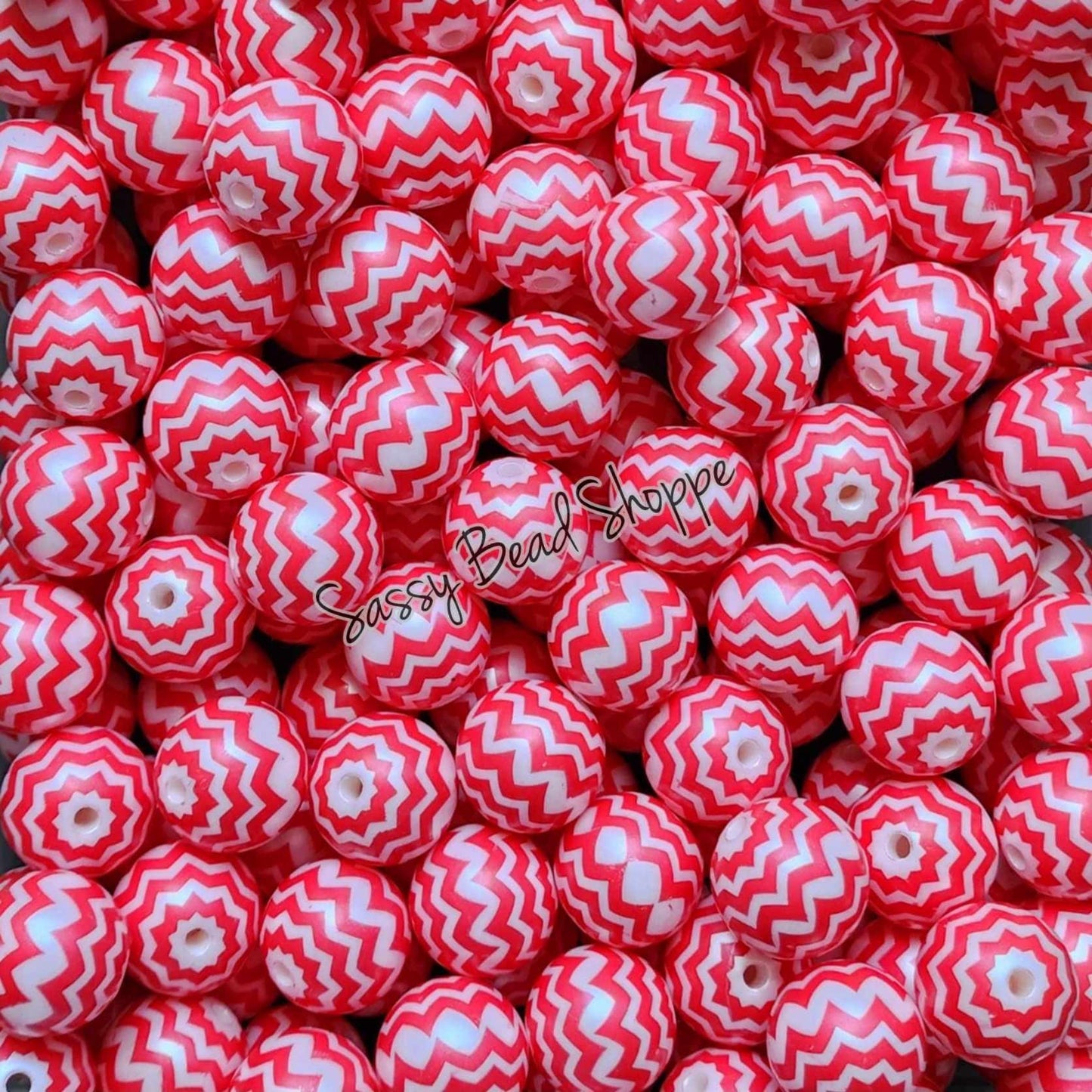 20MM Red Chevron Beads - Sassy Bead Shoppe