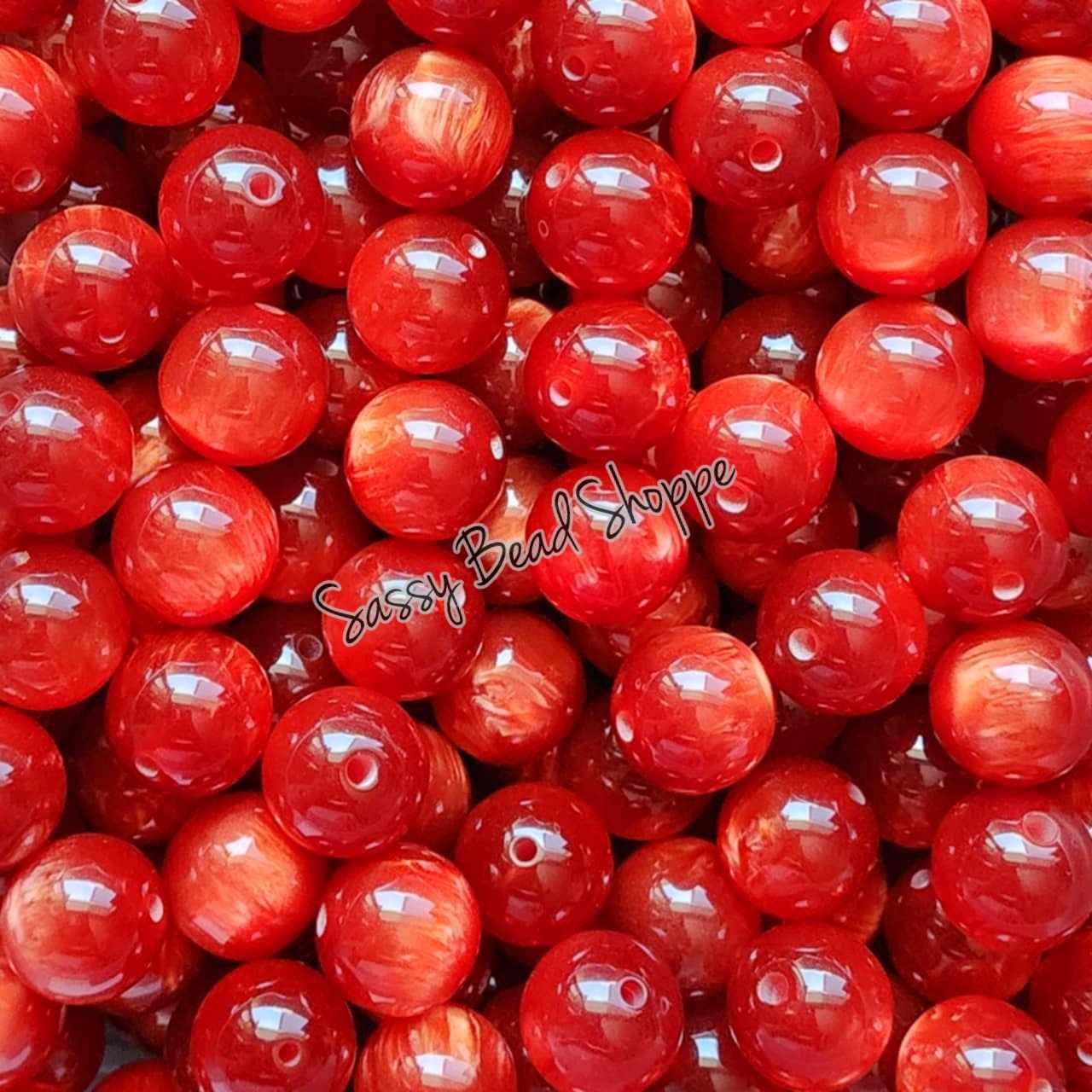20MM Red Marble Beads - Sassy Bead Shoppe