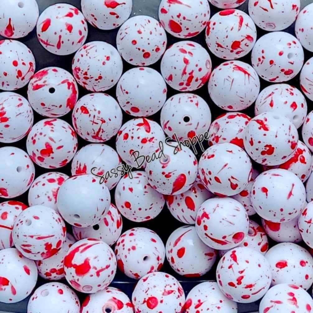 20MM Red Splatter Beads - Sassy Bead Shoppe