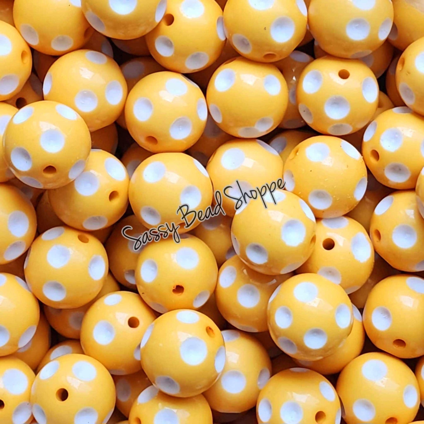 20MM Dark Yellow Polka Dot Beads
